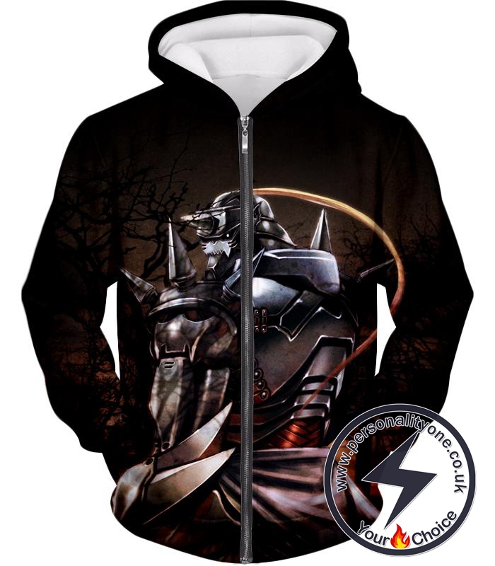 Fullmetal Alchemist Trapped in an Armour Cool Hero Alphonse Elrich Amazing Anime Graphic Zip Up Hoodie